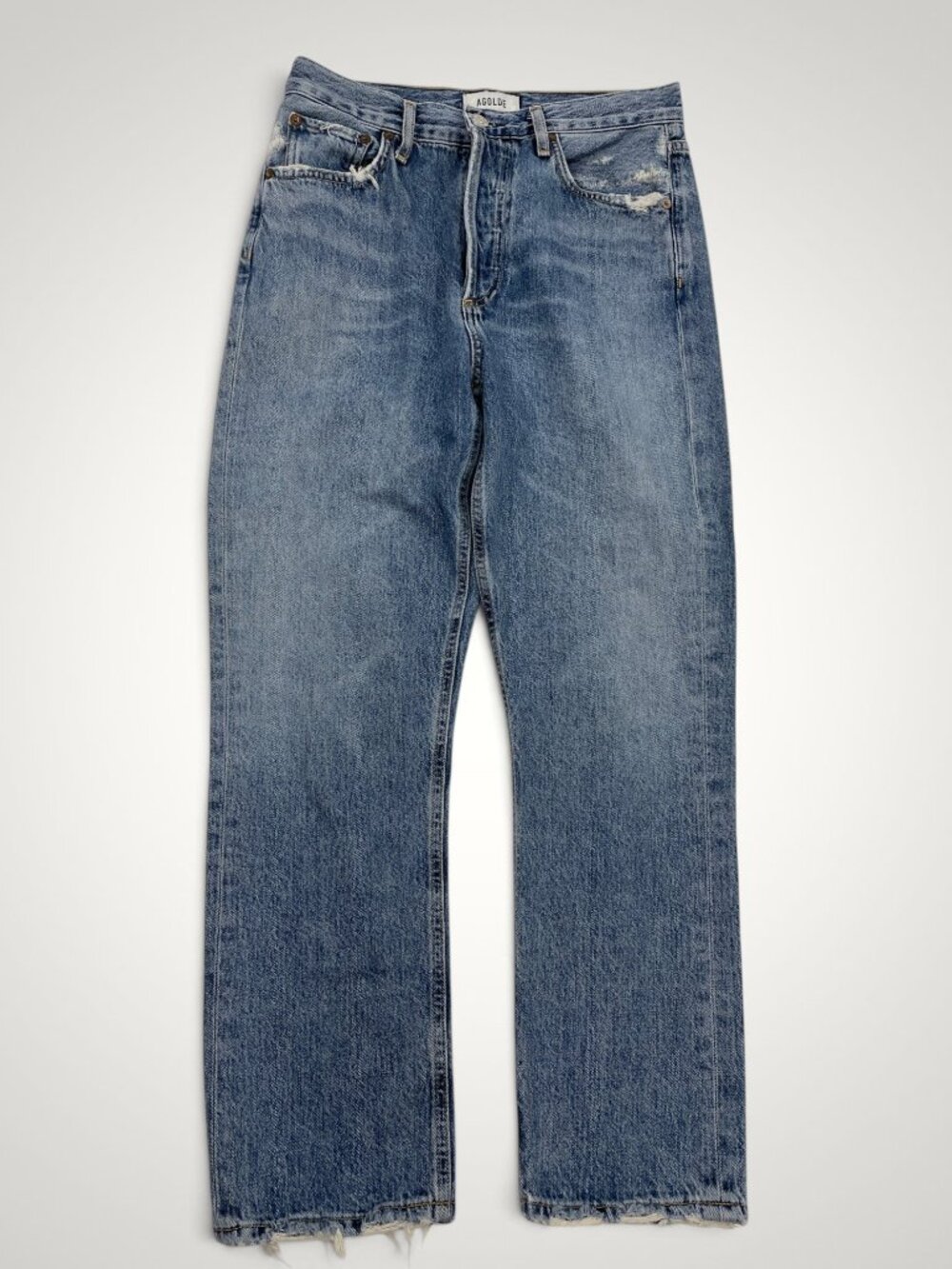 AGOLDE Blue Distressed High Rise Riley Crop Jeans Women’s 26 Fits 28x26
